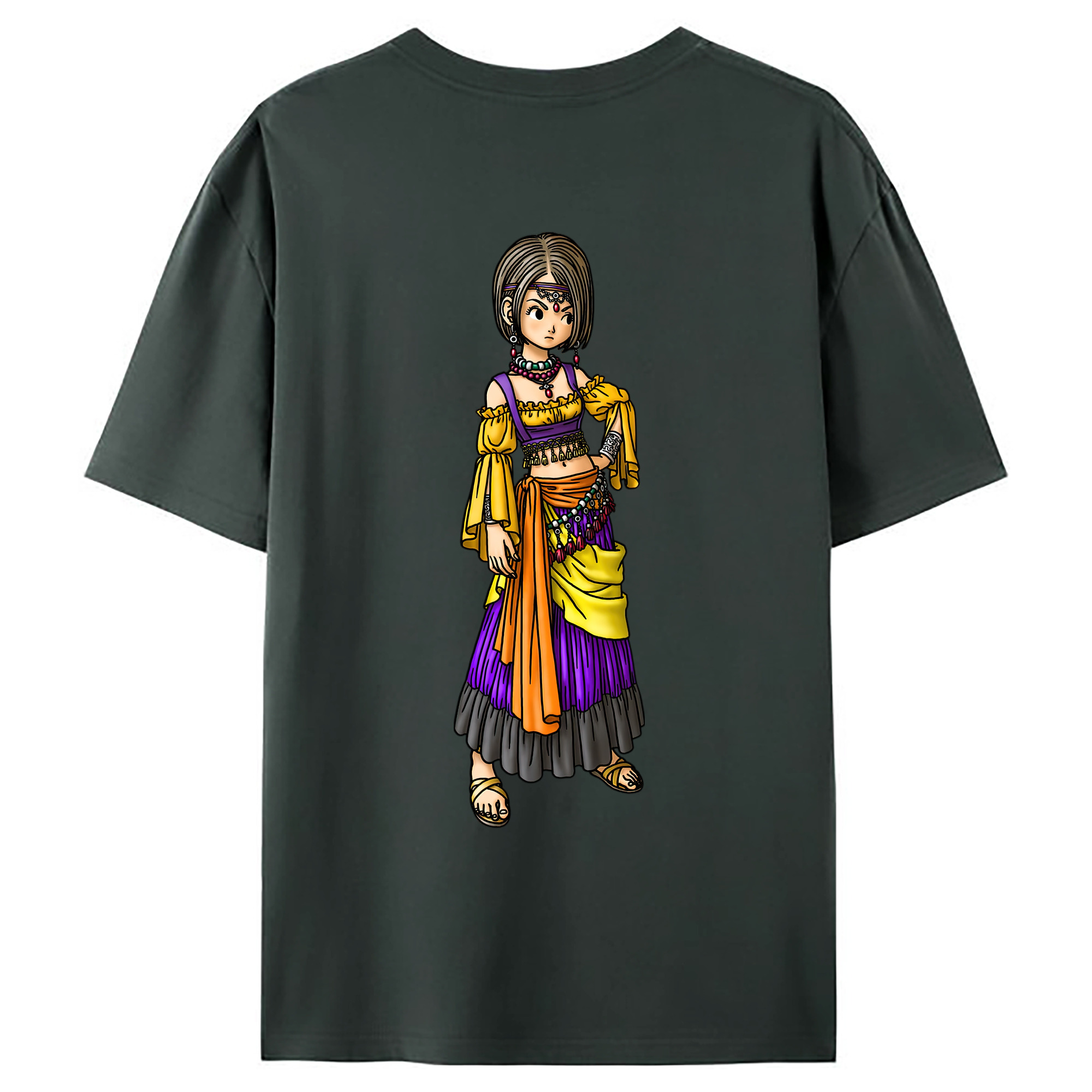（画像用） ドラゴンクエスト Doragon Kuesuto Dragon Quest 綿100％ メンズ半袖Tシャツ（バックプリント） 通気性